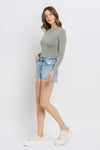 Rebecca High Rise Raw Distressed Hem Shorts