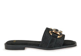 Black Jeweled Buckle Sandal
