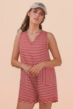 Rust Striped Knit Casual Comfy Romper