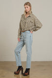 Leopard Printed Button Down With Adjustable Hem