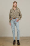 Leopard Printed Button Down With Adjustable Hem
