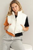 Cream Colored Reversible Puffer Vest