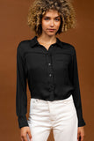 Black Cropped Button Down Shirt