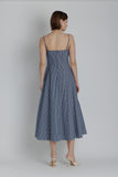 Blue Striped Panel Midi Dress