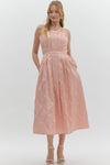 Pink Strapless Woven Midi Dress