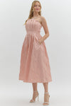Pink Strapless Woven Midi Dress