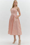 Pink Strapless Woven Midi Dress