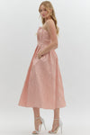 Pink Strapless Woven Midi Dress