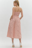 Pink Strapless Woven Midi Dress