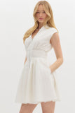 Off-White Sleeveless Zip Up Mini Dress