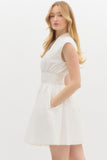 Off-White Sleeveless Zip Up Mini Dress