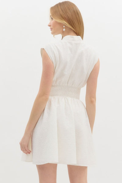 Off-White Sleeveless Zip Up Mini Dress