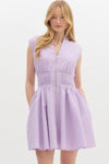 Lavender Sleeveless Zip Up Mini Dress