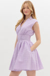 Lavender Sleeveless Zip Up Mini Dress