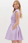 Lavender Sleeveless Zip Up Mini Dress