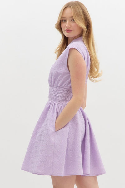 Lavender Sleeveless Zip Up Mini Dress