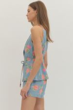 Denim & Floral Top