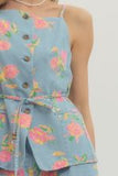 Denim & Floral Top