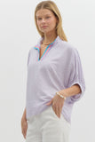 Lavender Stripe Collared Blouse