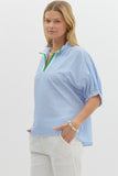 Blue Stripe Collar Blouse