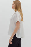 Off-White Split Collar Blouse
