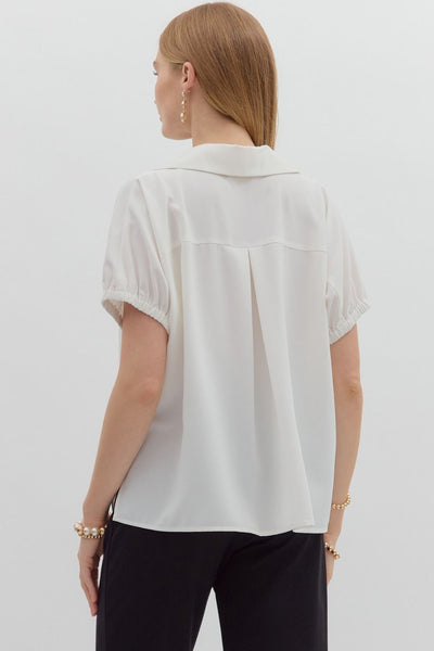 Off-White Split Collar Blouse
