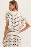 Cream & Brown Polka Dot Maxi Skirt Set