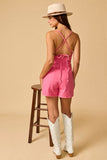 Pink Denim Romper