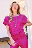 Fuchsia Colored Short Sleeve Boat Neck Top
