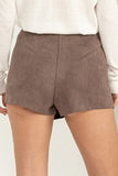 Mushroom Colored Faux Suede Wrap Skort