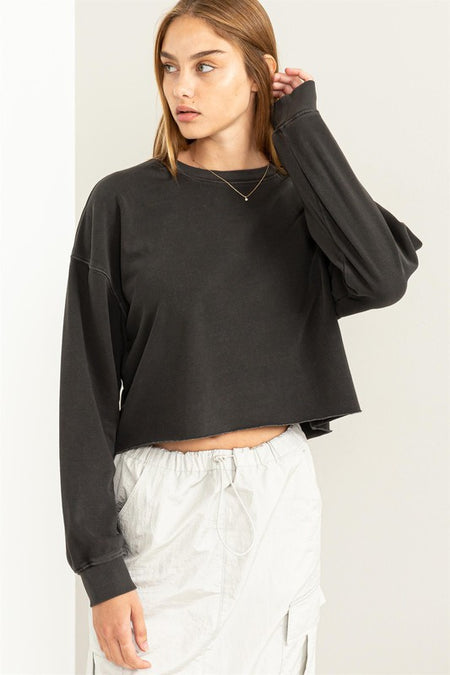 White Colored Cropped Collared Sweater