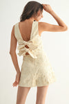 Cream Floral Embroidered Short Set