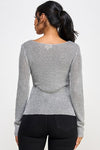 Silver Round Neck Long Sleeve Sweater