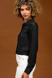 Black Cropped Button Down Shirt