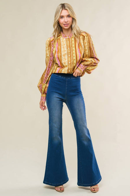 Elaine High Rise Double Button Cropped Bootcut Jeans