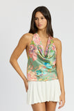 Sage Floral Halter Neck Top