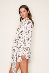 Ivory and Brown Autumn Floral Shirt Dress