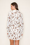 Ivory and Brown Autumn Floral Shirt Dress