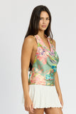 Sage Floral Halter Neck Top