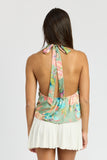 Sage Floral Halter Neck Top