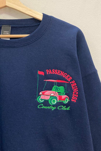 Navy "Passenger Princess" Embroidered Sweatshirt