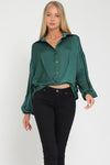 Emerald Green Long Sleeve Button Down Blouse