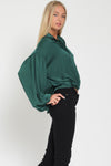 Emerald Green Long Sleeve Button Down Blouse