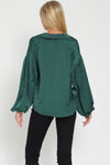 Emerald Green Long Sleeve Button Down Blouse