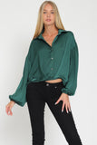 Emerald Green Long Sleeve Button Down Blouse