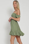 Olive Tube Ruffle Hem Detailing Mini Dress