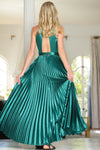 Emerald Green Halter Sleeveless Pleated Maxi Dress