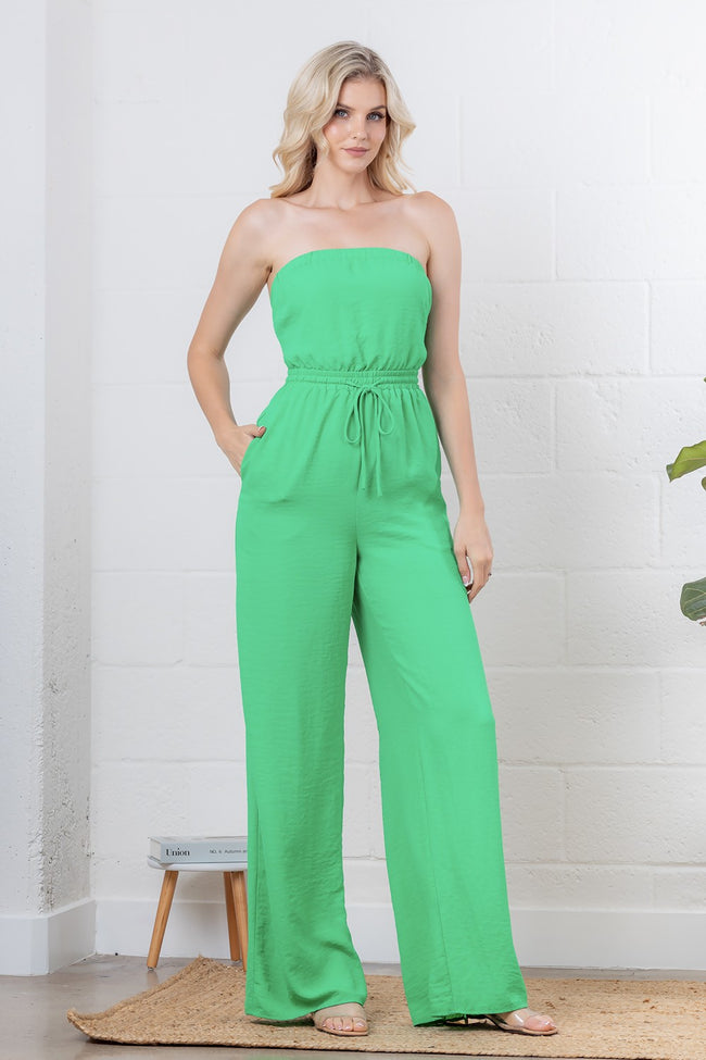Green Sleeveless Jumpsuit with Back Tie