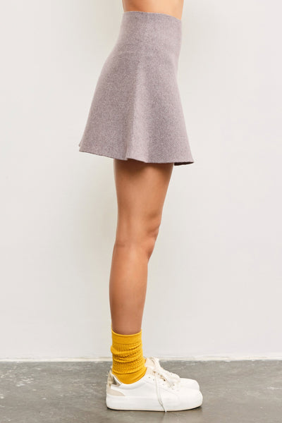 Fossil Grey Knit A-Lined Mini Skirt