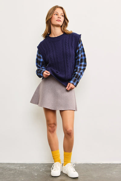 Fossil Grey Knit A-Lined Mini Skirt